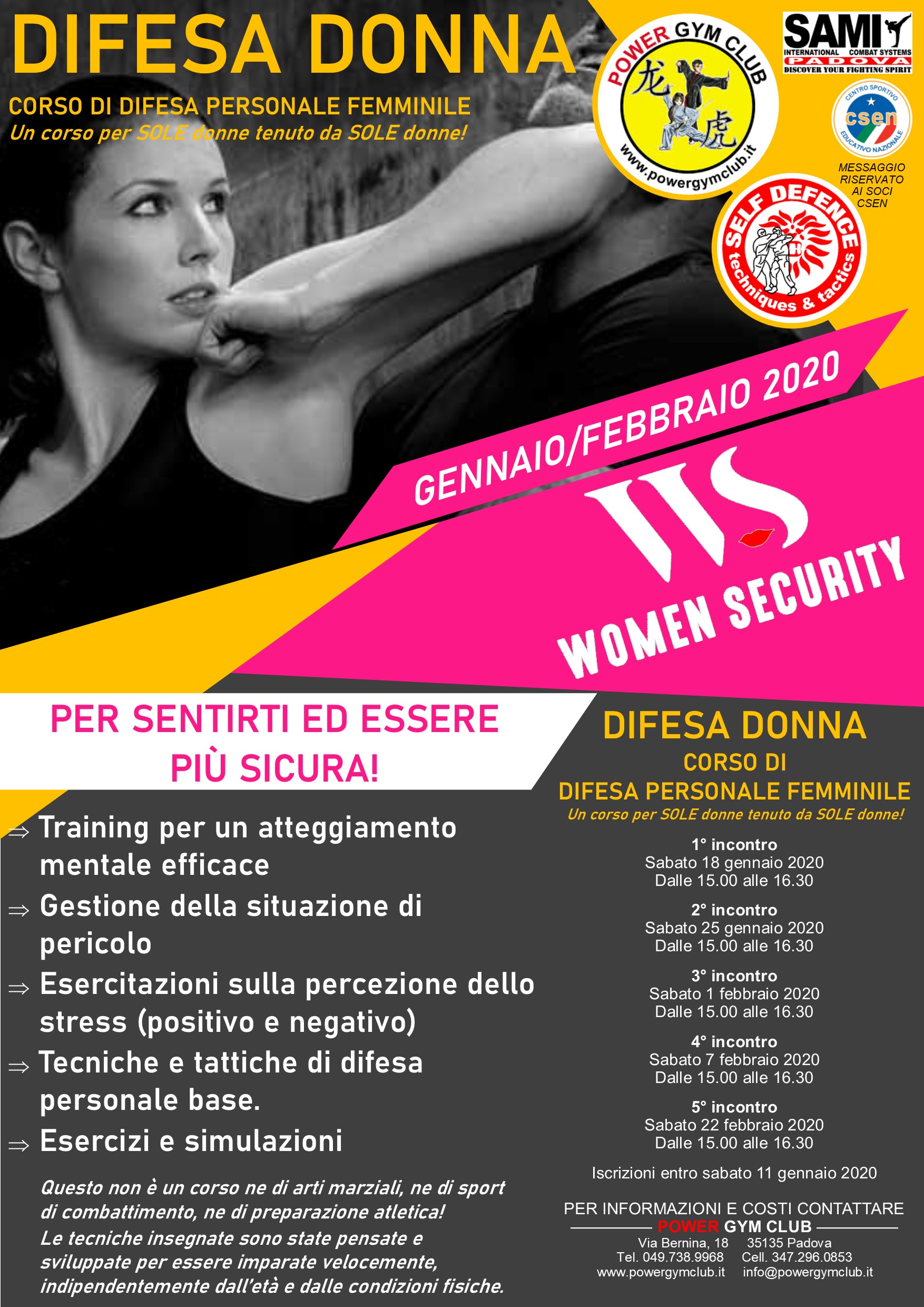 Difesa Donna Corso Di Difesa Personale Per Donne Gennaiofebbraio 2020 Csenveneziait